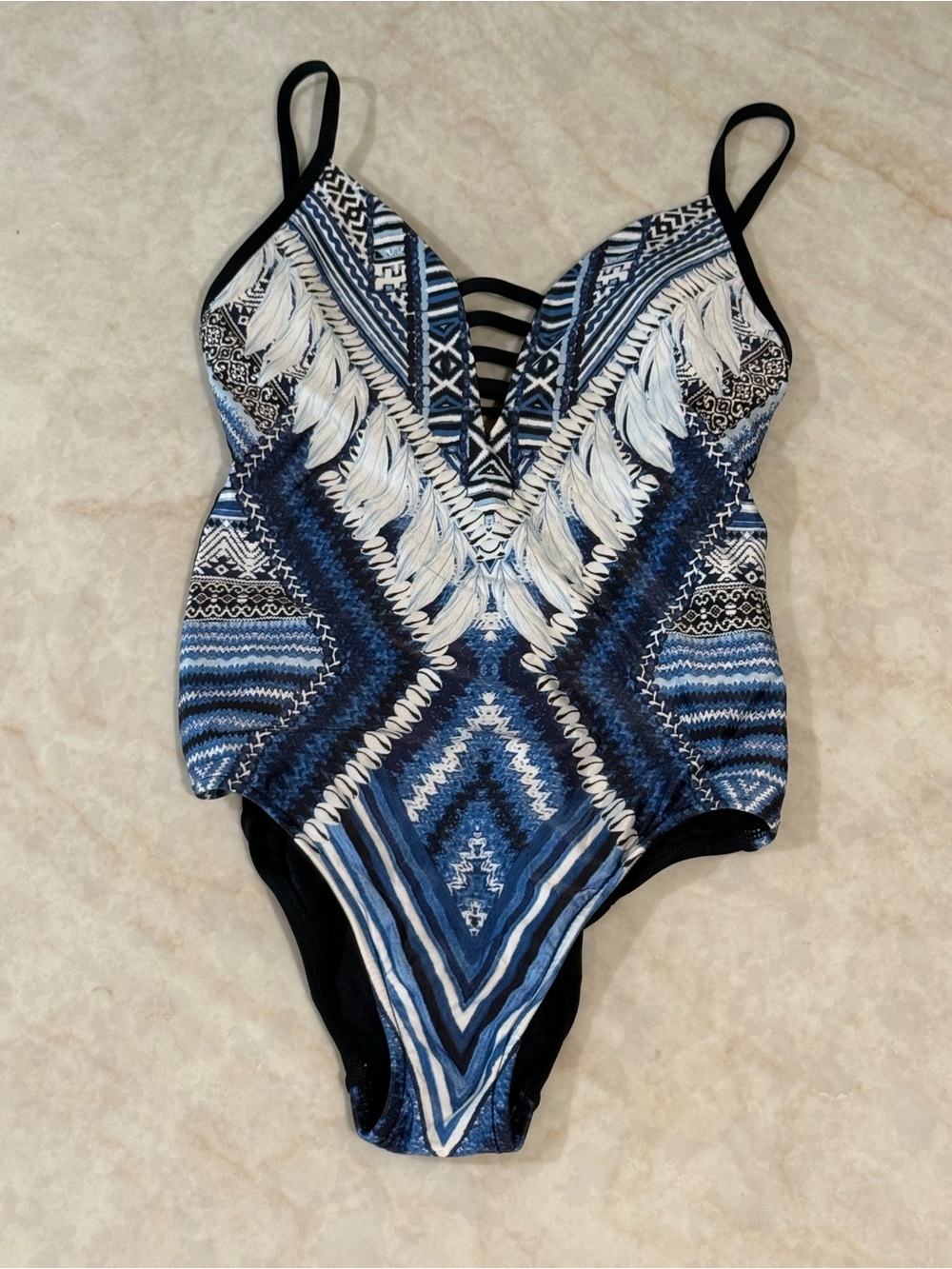 Seafolly Blue and White Patterned ' One-Piece Swimsuit
